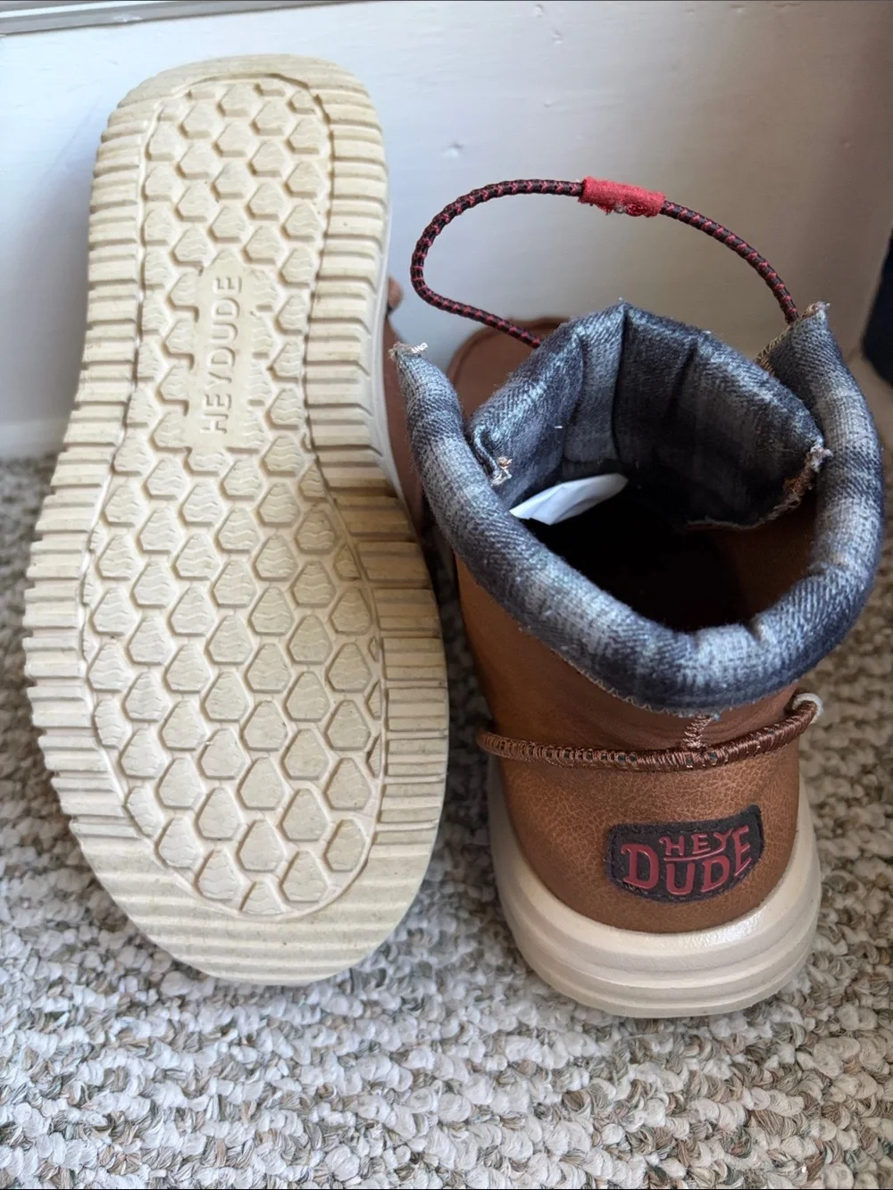 Hey Dude Brown Kids Lace-Up Boot with Red Accents